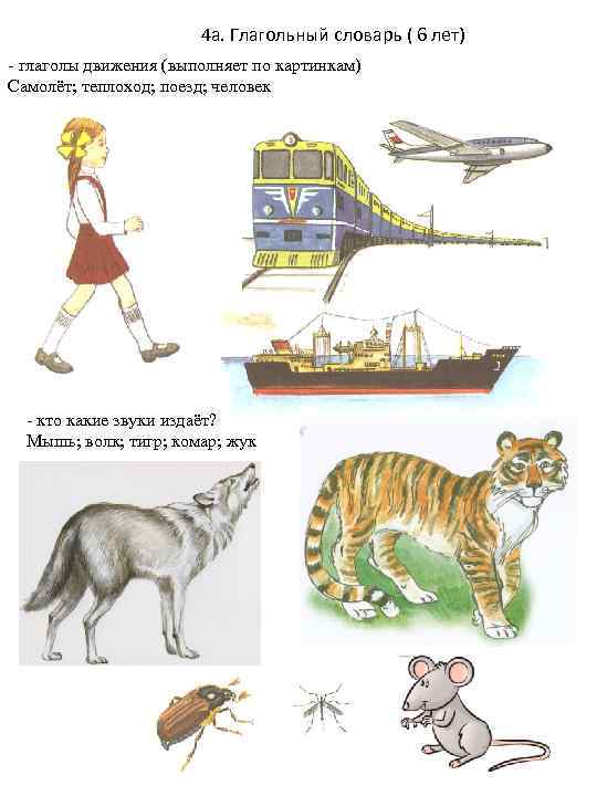 4 а. Глагольный словарь ( 6 лет) - глаголы движения (выполняет по картинкам) Самолёт;
