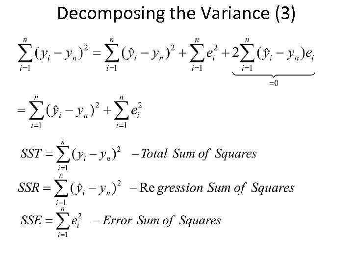 Decomposing the Variance (3) 