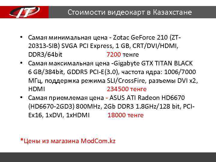 Стоимости видеокарт в Казахстане • Самая минимальная цена - Zotac Ge. Force 210 (ZT
