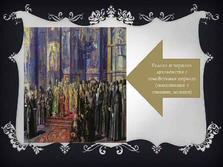 белого и черного духовенства с семействами первого (священники с семьями, монахи) 
