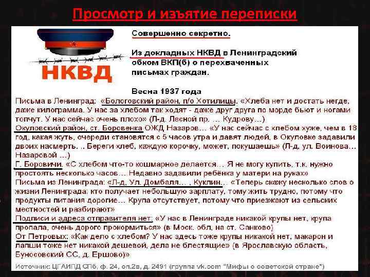 Просмотр и изъятие переписки 