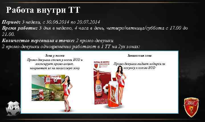 Работа внутри ТТ Период: 3 недели, с 30. 06. 2014 по 20. 07. 2014