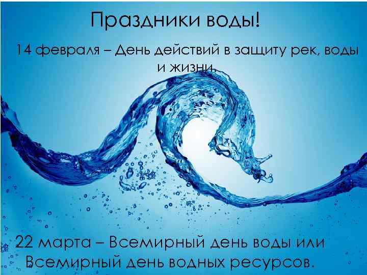 Праздники воды! 14 февраля – День действий в защиту рек, воды и жизни. 22