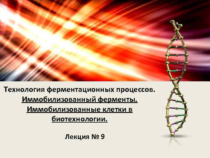 Технология ферментационных процессов. Иммобилизованный ферменты. Иммобилизованные клетки в биотехнологии. Лекция № 9 