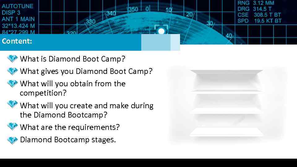 Content: What is Diamond Boot Camp? What gives you Diamond Boot Camp? What will