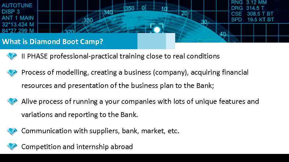 What is Diamond Boot Camp? II PHASE professional-practical training close to real conditions Process