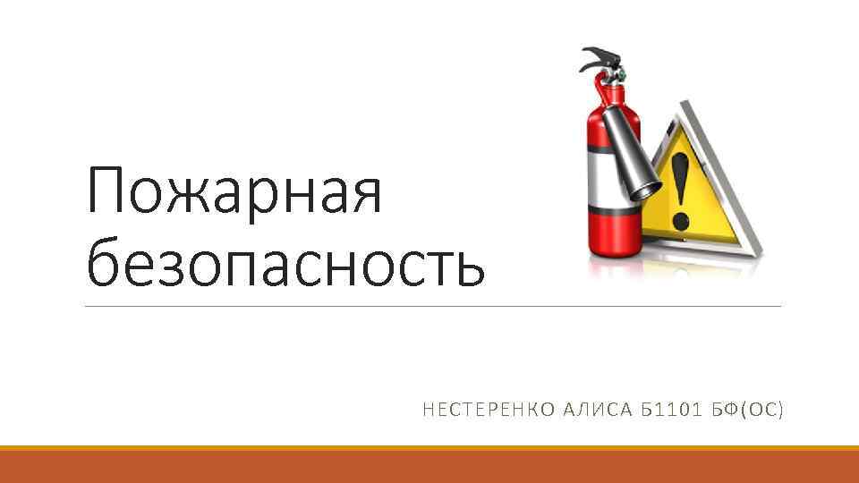 Пожарная безопасность НЕСТЕРЕНКО АЛИСА Б 1101 БФ(ОС) 