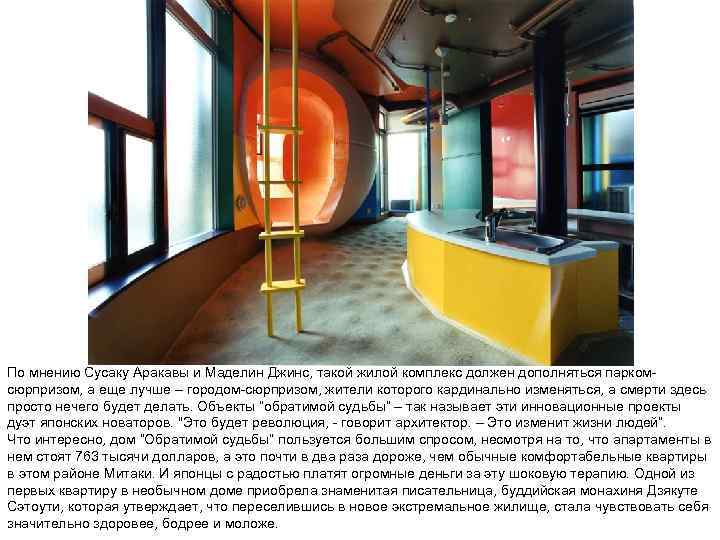 По мнению Сусаку Аракавы и Маделин Джинс, такой жилой комплекс должен дополняться паркомсюрпризом, а