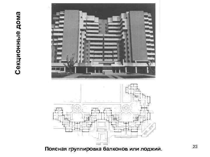 Секционные дома Поясная группировка балконов или лоджий. 23 