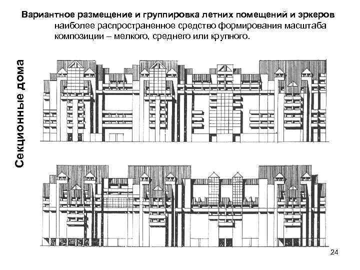 Секционные дома Вариантное размещение и группировка летних помещений и эркеров наиболее распространенное средство формирования