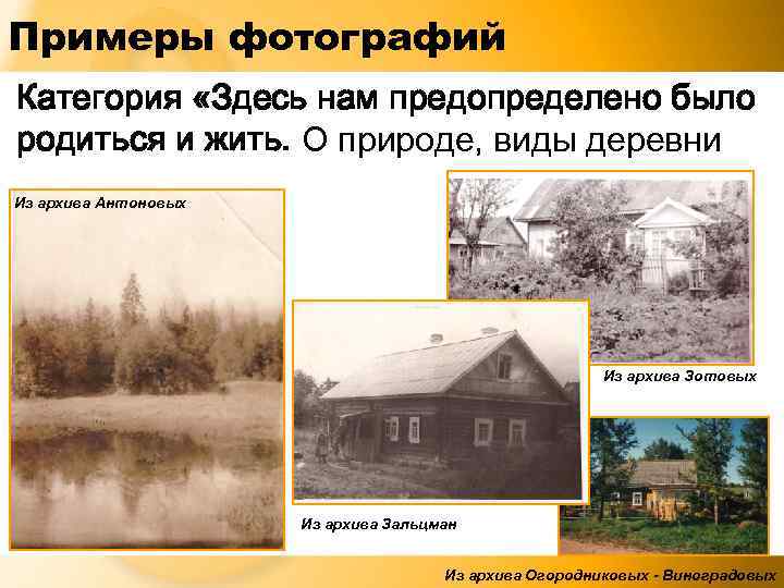 Примеры фотографий Категория «Здесь нам предопределено было родиться и жить. О природе, виды деревни