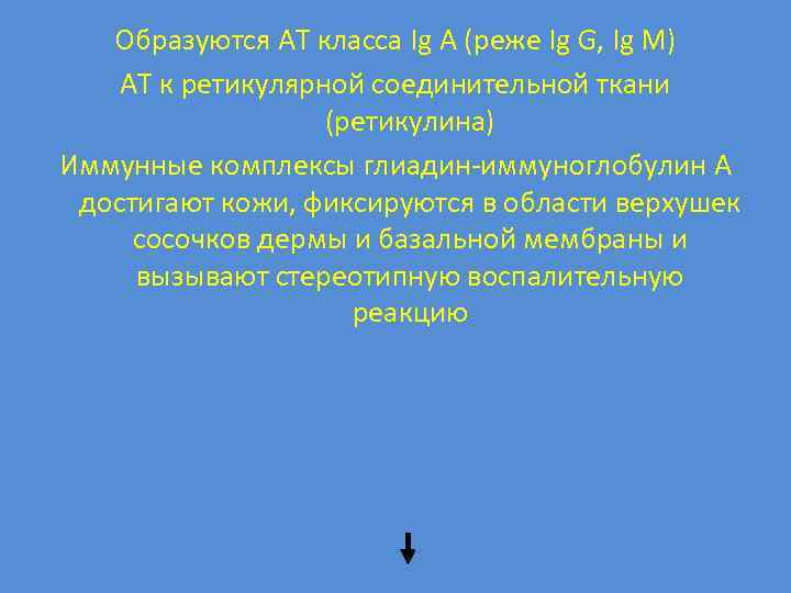 Образуются АТ класса Ig A (реже Ig G, Ig M) АТ к ретикулярной соединительной
