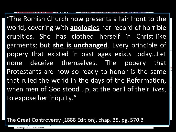 The Gathered “Judges” “The Romish Church now presents a fair front to the world,