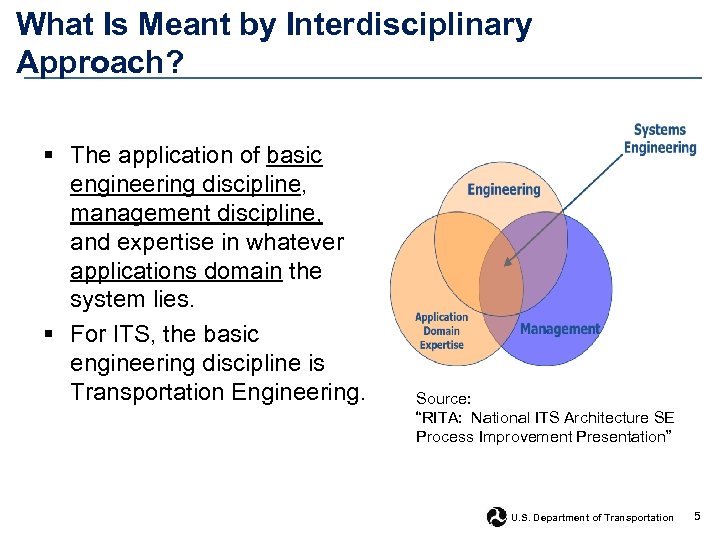 What Is Meant by Interdisciplinary Approach? § The application of basic engineering discipline, management