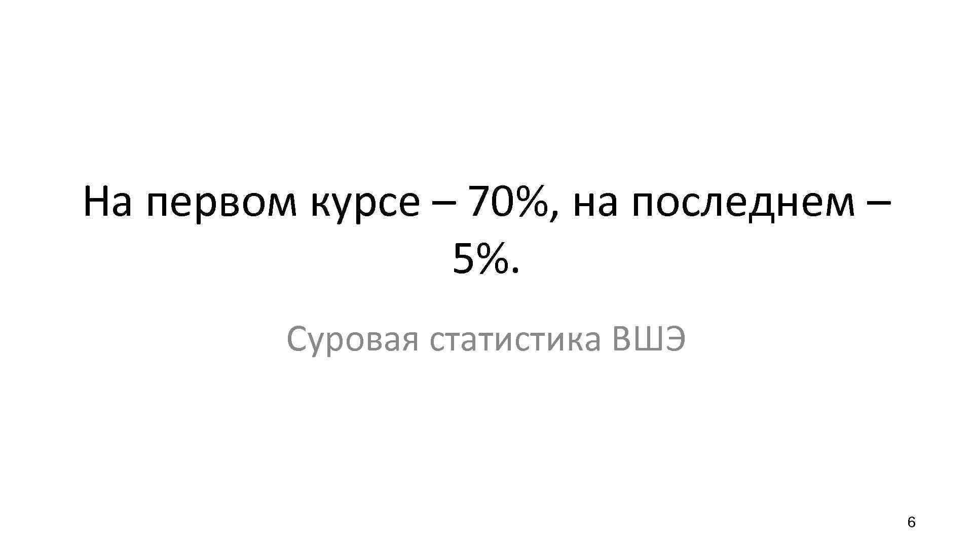 На первом курсе – 70%, на последнем – 5%. Суровая статистика ВШЭ 6 