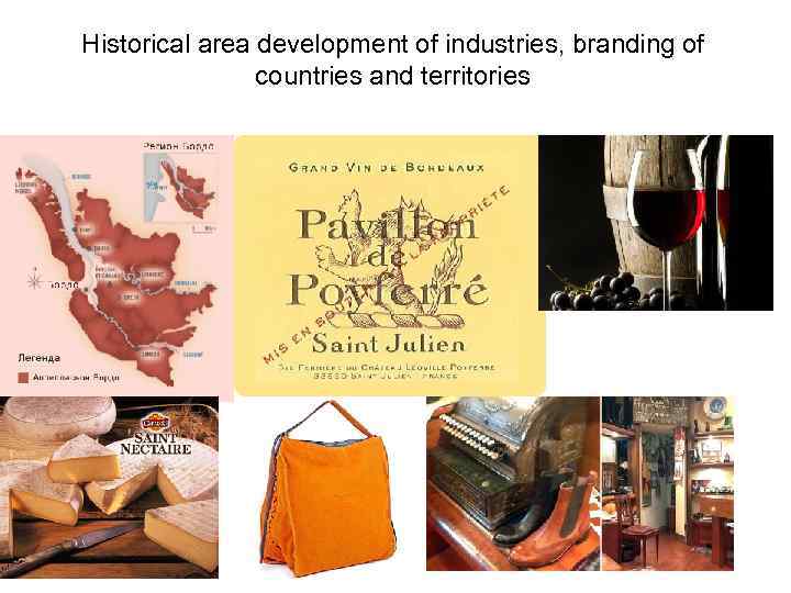 Historical area development of industries, branding of countries and territories 