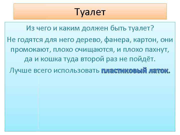 Туалет Из чего и каким должен быть туалет? Не годятся для него дерево, фанера,