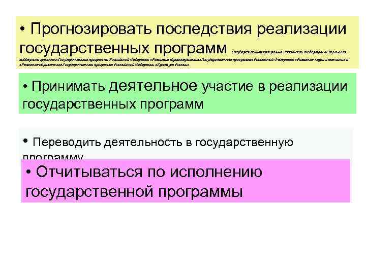  • Прогнозировать последствия реализации государственных программ Государственная программа Российской Федерации «Социальная поддержка граждан»