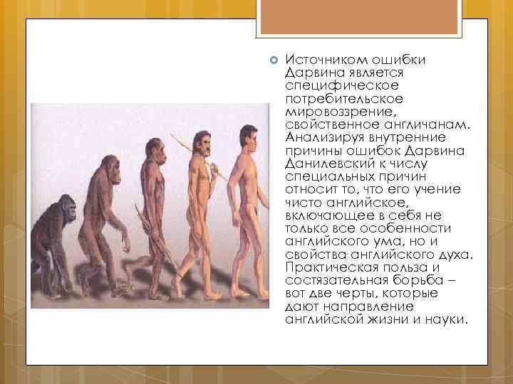  Источником ошибки Дарвина является специфическое потребительское мировоззрение, свойственное англичанам. Анализируя внутренние причины ошибок