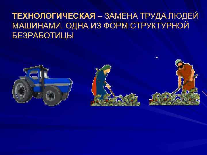 ТЕХНОЛОГИЧЕСКАЯ – ЗАМЕНА ТРУДА ЛЮДЕЙ МАШИНАМИ. ОДНА ИЗ ФОРМ СТРУКТУРНОЙ БЕЗРАБОТИЦЫ 