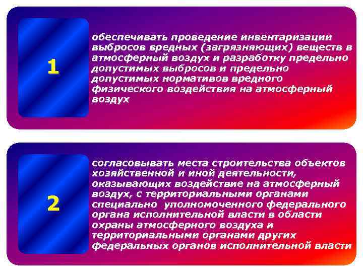 1 обеспечивать проведение инвентаризации выбросов вредных (загрязняющих) веществ в атмосферный воздух и разработку предельно