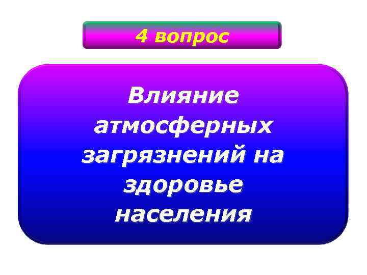 4 вопрос Влияние атмосферных загрязнений на здоровье населения 