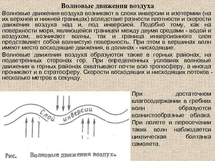 Волновые движения воздуха возникают в слоях инверсии и изотермии (на их верхней и нижней