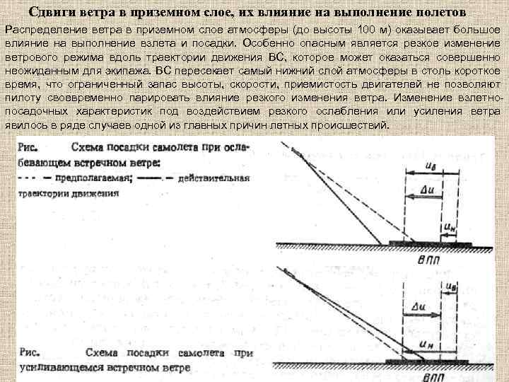 Сдвиги ветра в приземном слое, их влияние на выполнение полетов Распределение ветра в приземном