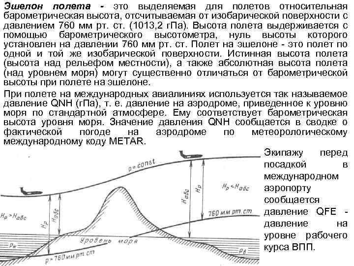 Эшелон полета - это выделяемая для полетов относительная барометрическая высота, отсчитываемая от изобарической поверхности
