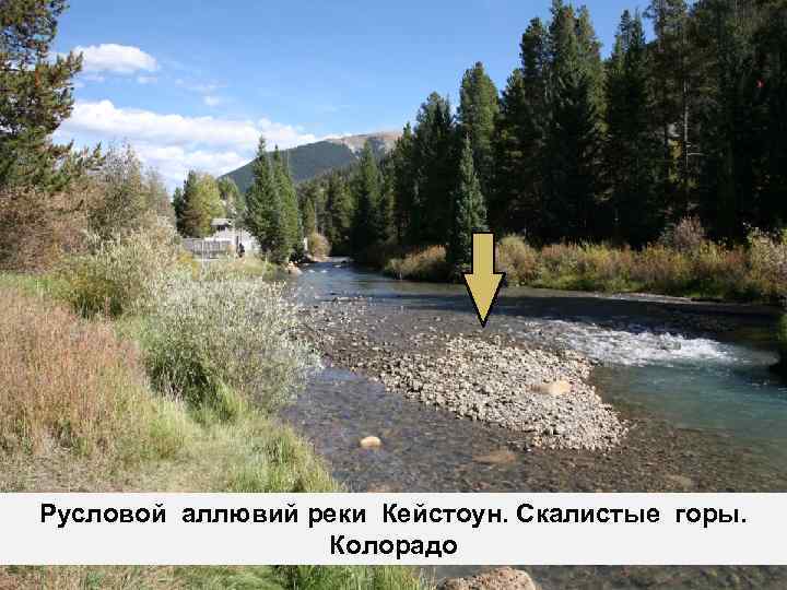 Русловой аллювий реки Кейстоун. Скалистые горы. Колорадо 