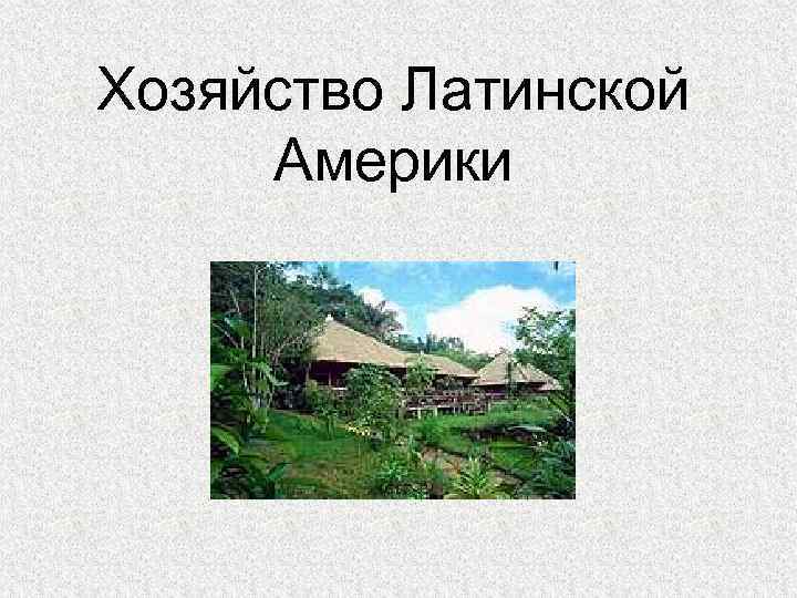 Хозяйство Латинской Америки 