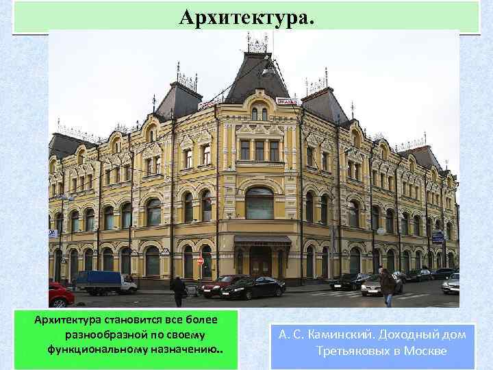 Архитектура. Архитектура становится все более разнообразной по своему функциональному назначению. . А. С. Каминский.