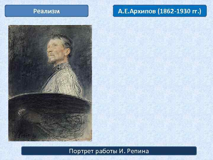 Реализм А. Е. Архипов (1862 -1930 гг. ) Портрет работы И. Репина 