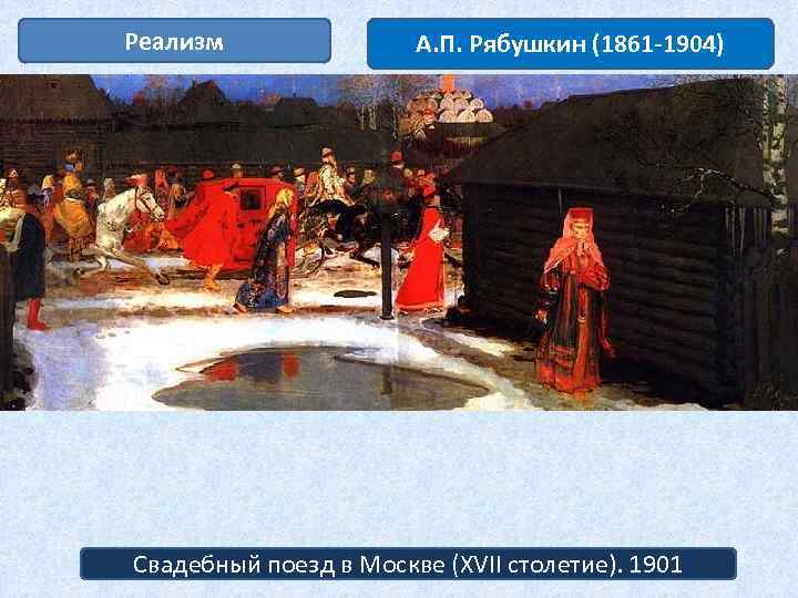 Реализм А. П. Рябушкин (1861 -1904) Свадебный поезд в Москве (XVII столетие). 1901 