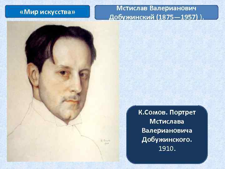 «Мир искусства» Мстислав Валерианович Добужинский (1875— 1957) ). К. Сомов. Портрет Мстислава Валериановича