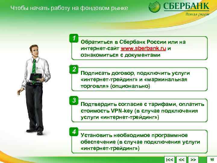 Чтобы начать работу на фондовом рынке 1 Обратиться в Сбербанк России или на интернет-сайт