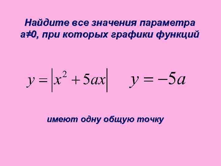 Найдите все значения параметра а≠ 0, при которых графики функций имеют одну общую точку