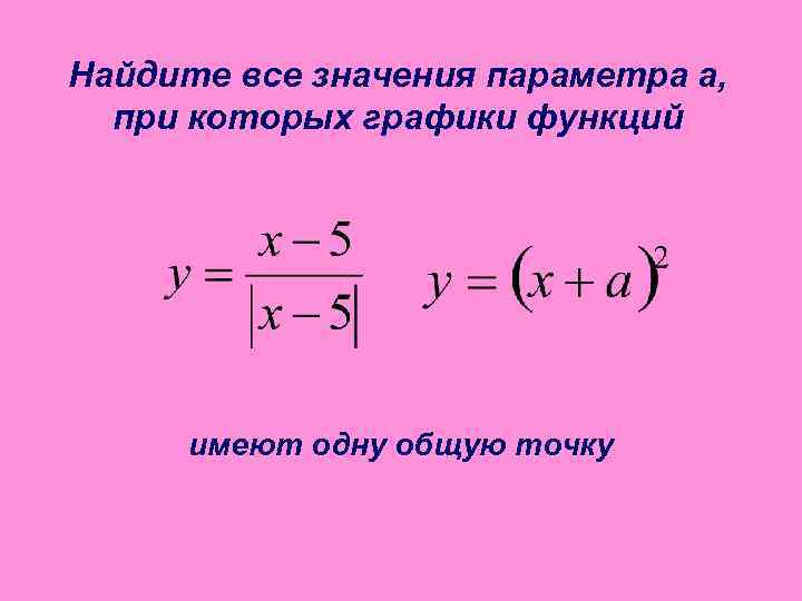Найдите все значения параметра а, при которых графики функций имеют одну общую точку 