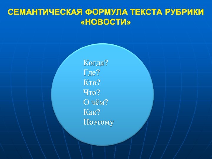 Когда? Где? Кто? Что? О чём? Как? Поэтому 