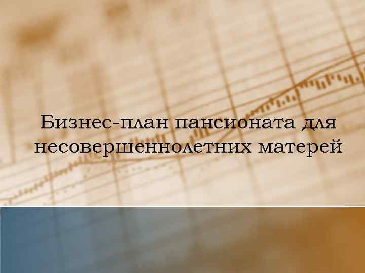 Бизнес-план пансионата для несовершеннолетних матерей 