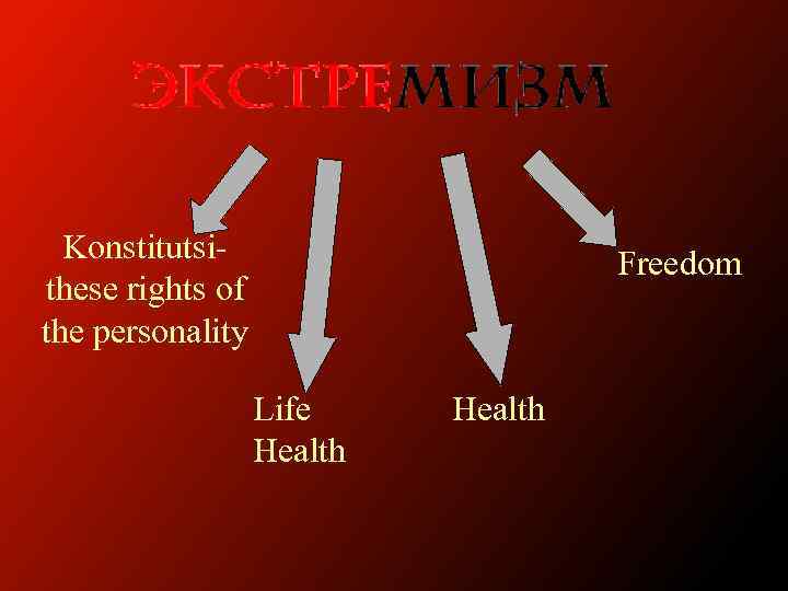 Konstitutsithese rights of the personality Freedom Life Health 