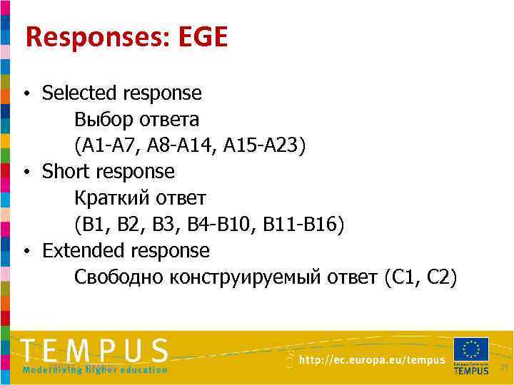 Responses: EGE • Selected response Выбор ответа (A 1 -A 7, A 8 -A