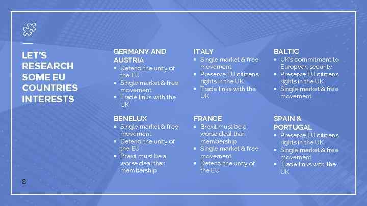 BALTIC ▫ Single market & free movement ▫ Preserve EU citizens rights in the