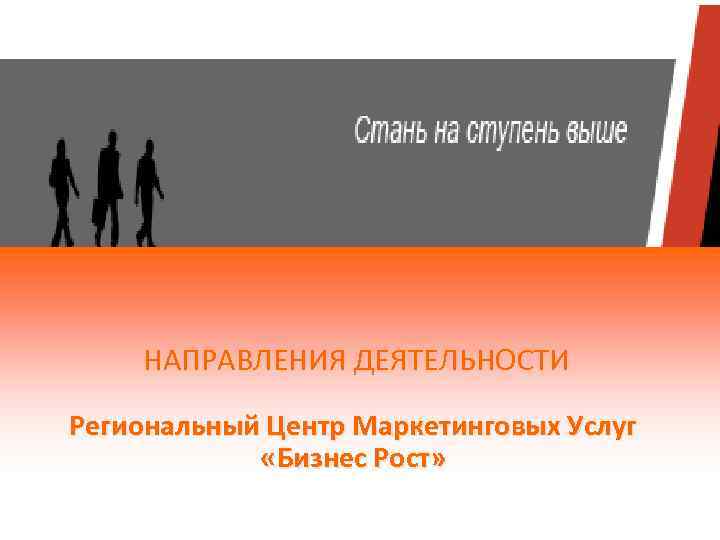 НАПРАВЛЕНИЯ ДЕЯТЕЛЬНОСТИ Региональный Центр Маркетинговых Услуг «Бизнес Рост» 