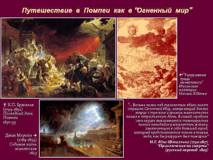 Путешествие в Помпеи как в “Огненный мир” ←“Разрушение града нечестивого” Масонская аллегория Начало XIXвека