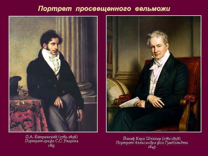 Портрет просвещенного вельможи О. А. Кипренский (1782 -1836) Портрет графа С. С. Уварова 1815