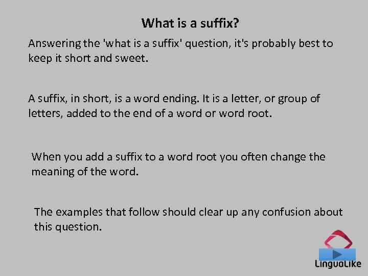 What is a suffix? Answering the 'what is a suffix' question, it's probably best