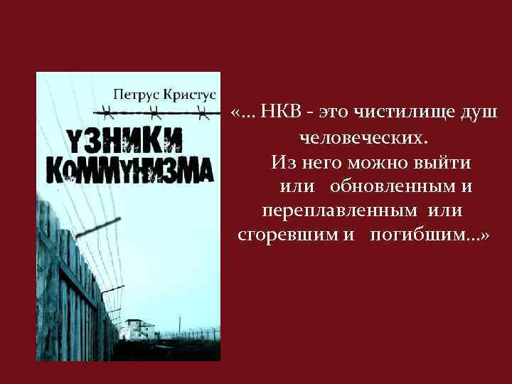  «… НКВ - это чистилище душ человеческих. Из него можно выйти или обновленным