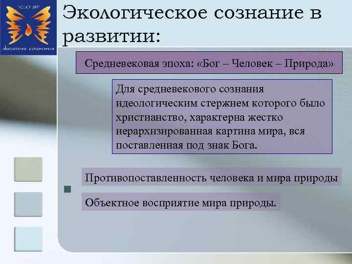 Экологическое сознание в развитии: Средневековая эпоха: «Бог – Человек – Природа» Для средневекового сознания