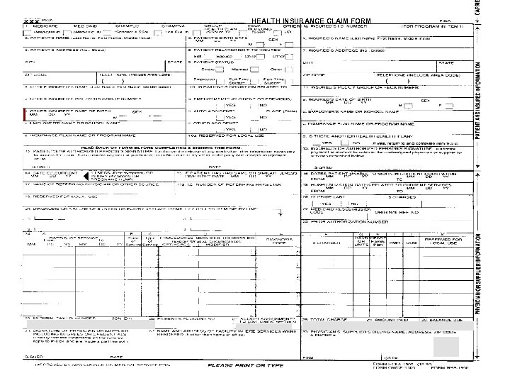 HEALTH INSURANCE CLAIM FORM 